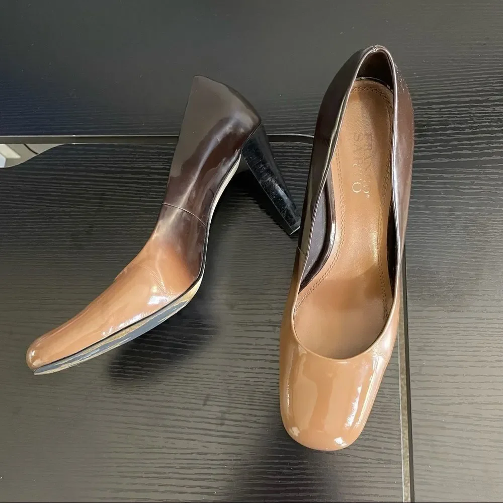 Franco Sarto Dublin Ombré Caramel to Rich Brown Leather Pump, 10 - Picture 2 of 14